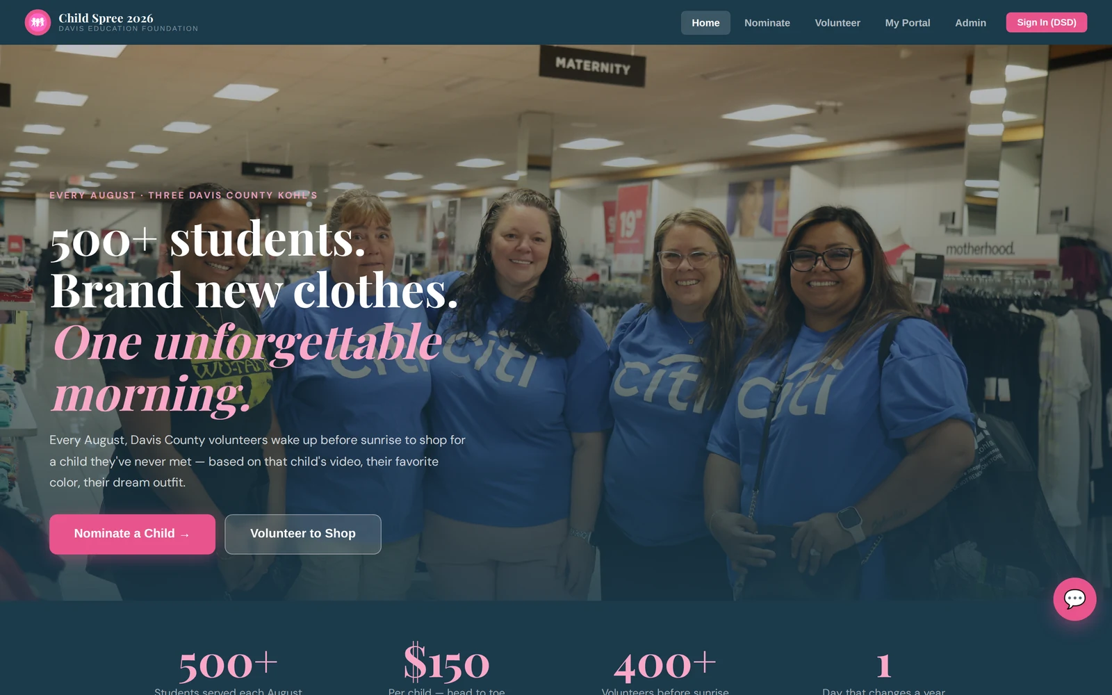 Child Spree 2026 — volunteer mobilization app